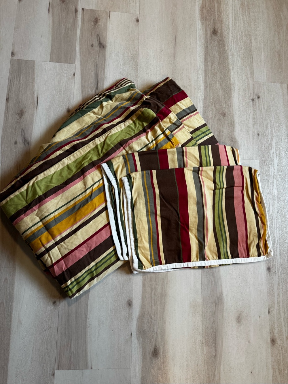 Pottery Barn King Bedding Set - Logan Multicolored Stripe Duvet